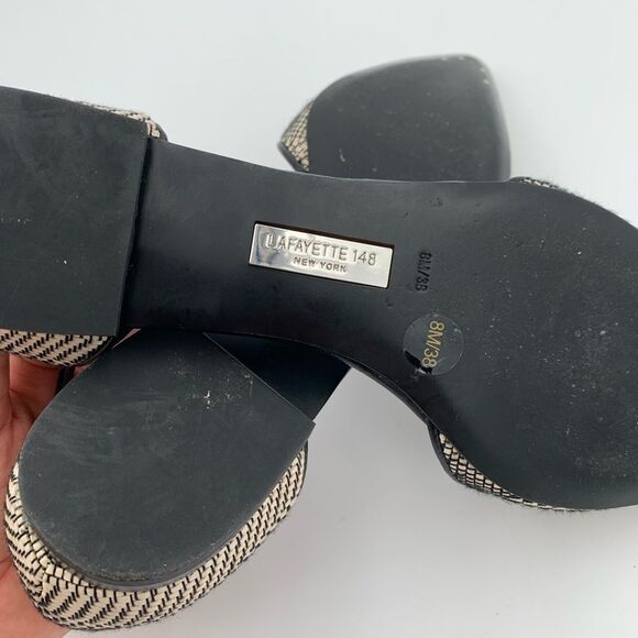 Lafayette 148 New York D’Orsay Black and Cream Patterned Flats Womans size 8/38 - Picture 10 of 13